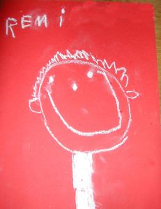 dessin de Rémi à la craie 01